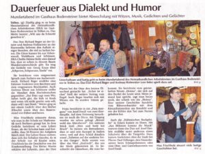 Mundartabend in Tröbes im Oktober 2019